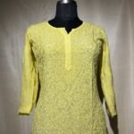 Muslin Full Jaal Kurti - Yellow