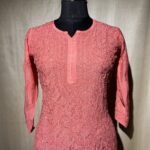Muslin Full Jaal Kurti - Coral Pink