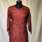 Chanderi Kurti - Wine Red