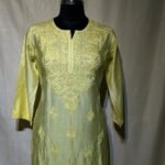 Chanderi Kurti - Lime Yellow